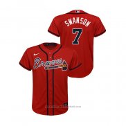 Maglia Baseball Bambino Atlanta Braves Dansby Swanson Replica Alternato Rosso