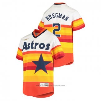 Maglia Baseball Bambino Houston Astros Alex Bregman Cooperstown Collection Home Bianco Arancione