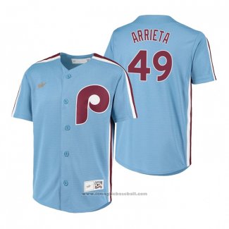 Maglia Baseball Bambino Philadelphia Phillies Jake Arrieta Cooperstown Collection Road Blu