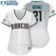 Maglia Baseball Donna Arizona Diamondbacks 2017 Postseason 21 Zack Greinke Bianco Cool Base