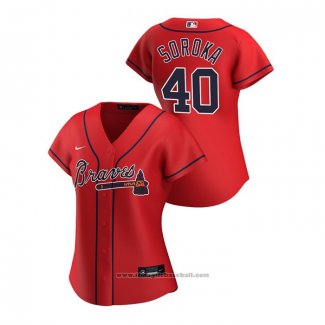 Maglia Baseball Donna Atlanta Braves Mike Soroka 2020 Replica Alternato Rosso