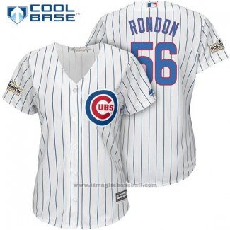 Maglia Baseball Donna Chicago Cubs 2017 Postseason 56 Hector Rondon Bianco Cool Base