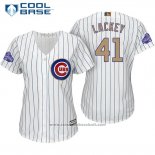 Maglia Baseball Donna Chicago Cubs 41 John Lackey Bianco Or Cool Base