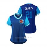 Maglia Baseball Donna Chicago Cubs Tyler Chatwood 2018 LLWS Players Weekend Chatty Blu