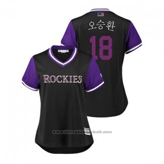 Maglia Baseball Donna Colorado Rockies Seung Hwan Oh 2018 LLWS Players Weekend Nickname Nero