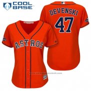 Maglia Baseball Donna Houston Astros 2017 World Series Campeones Chris Devenski Arancione Cool Base