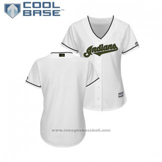 Maglia Baseball Donna Indians 2018 Memorial Day Cool Base Bianco