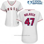 Maglia Baseball Donna Los Angeles Angels 47 Ricky Nolasco Bianco Cool Base