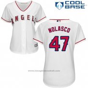 Maglia Baseball Donna Los Angeles Angels 47 Ricky Nolasco Bianco Cool Base