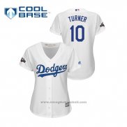 Maglia Baseball Donna Los Angeles Dodgers Justin Turner 2019 Postseason Cool Base Bianco