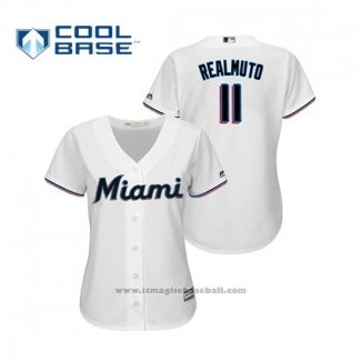 Maglia Baseball Donna Miami Marlins J.t. Realmuto Cool Base Home 2019 Bianco