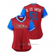 Maglia Baseball Donna Philadelphia Phillies Enyel De Los Santos 2018 LLWS Players Weekend De Los Santos Scarlet