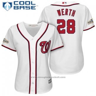 Maglia Baseball Donna Washington Nationals 2017 Postseason Jayson Werth Bianco Cool Base