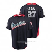 Maglia Baseball Uomo All Star Los Angeles Angels Mike Trout 2018 Home Run Derby American League Blu