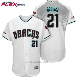 Maglia Baseball Uomo Arizona Diamondbacks 2017 Postseason 21 Zack Greinke Bianco Flex Base