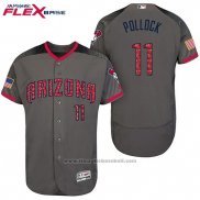 Maglia Baseball Uomo Arizona Diamondbacks 2017 Stelle e Strisce 11 A.j. Pollock Grigio Flex Base