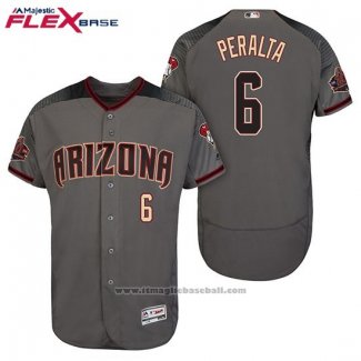 Maglia Baseball Uomo Arizona Diamondbacks 6 David Peralta Grigio Nero Flex Base