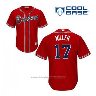 Maglia Baseball Uomo Atlanta Braves 17 Shelby Miller Rosso Alternato Cool Base