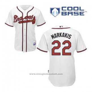 Maglia Baseball Uomo Atlanta Braves 22 Nick Markakis Bianco Home Cool Base