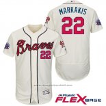 Maglia Baseball Uomo Atlanta Braves 22 Nick Markakis Crema 2017 All Star Flex Base