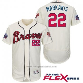 Maglia Baseball Uomo Atlanta Braves 22 Nick Markakis Crema 2017 All Star Flex Base