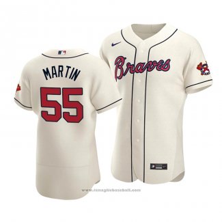 Maglia Baseball Uomo Atlanta Braves Chris Martin Autentico Alternato Crema