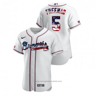 Maglia Baseball Uomo Atlanta Braves Freddie Freeman 2020 Stars & Stripes 4th of July Bianco