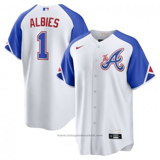 Maglia Baseball Uomo Atlanta Braves Ozzie Albies 2023 City Connect Replica Bianco