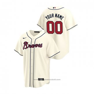 Maglia Baseball Uomo Atlanta Braves Personalizzate 2020 Replica Alternato Crema