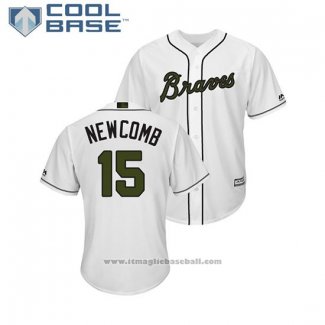 Maglia Baseball Uomo Atlanta Braves Sean Newcomb 2018 Memorial Day Cool Base Bianco