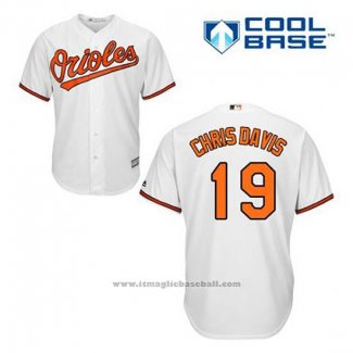 Maglia Baseball Uomo Baltimore Orioles 19 Chris Davis Bianco Home Cool Base