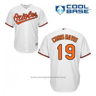 Maglia Baseball Uomo Baltimore Orioles 19 Chris Davis Bianco Home Cool Base