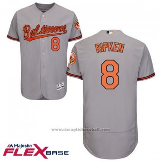 Maglia Baseball Uomo Baltimore Orioles 8 Cal Ripken Autentico Collection Flex Base Grigio