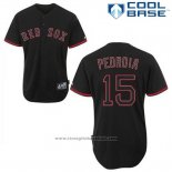 Maglia Baseball Uomo Boston Red Sox 15 Dustin Pedroia Nero Fashion Cool Base