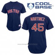 Maglia Baseball Uomo Boston Red Sox 45 Pedro Martinez Blu Alternato Cool Base