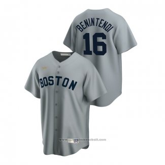 Maglia Baseball Uomo Boston Red Sox Andrew Benintendi Cooperstown Collection Road Grigio