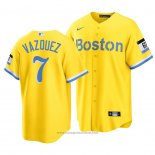 Maglia Baseball Uomo Boston Red Sox Christian Vazquez 2021 City Connect Replica Or