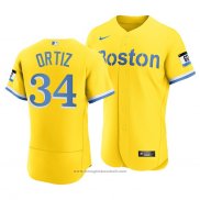 Maglia Baseball Uomo Boston Red Sox David Ortiz 2021 City Connect Autentico Or