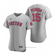 Maglia Baseball Uomo Boston Red Sox Dustin Pedroia Autentico Road Grigio