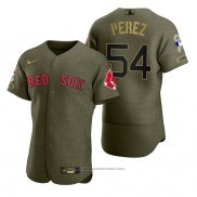 Maglia Baseball Uomo Boston Red Sox Martin Perez Camouflage Digitale Verde 2021 Salute To Service