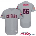 Maglia Baseball Uomo Chicago Cubs 2017 Stelle e Strisce Cubs 56 Hector Rondon Grigio Flex Base