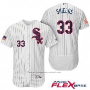 Maglia Baseball Uomo Chicago White Sox 2017 Stelle E Strisce 33 James Shields Bianco Flex Base