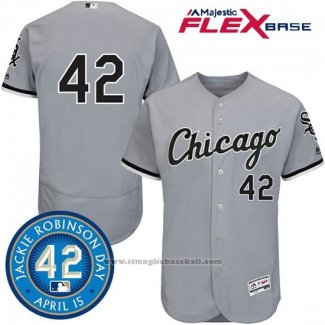 Maglia Baseball Uomo Chicago White Sox 42 Jackie Robinson Flex Base Grigio