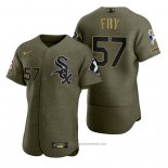 Maglia Baseball Uomo Chicago White Sox Jace Fry Camouflage Digitale Verde 2021 Salute To Service