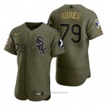 Maglia Baseball Uomo Chicago White Sox Jose Abreu Camouflage Digitale Verde 2021 Salute To Service