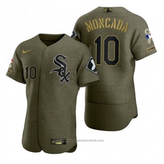 Maglia Baseball Uomo Chicago White Sox Yoan Moncada Camouflage Digitale Verde 2021 Salute To Service