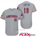 Maglia Baseball Uomo Cincinnati Reds 2017 Stelle E Strisce 19 Joey Votto Grigio Flex Base