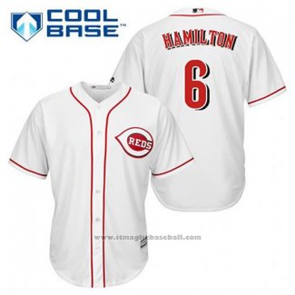 Maglia Baseball Uomo Cincinnati Reds Billy Hamilton 6 Bianco Home Cool Base