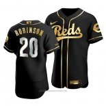 Maglia Baseball Uomo Cincinnati Reds Frank Robinson Golden Edition Autentico Nero