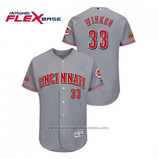 Maglia Baseball Uomo Cincinnati Reds Jesse Winker Flex Base Grigio